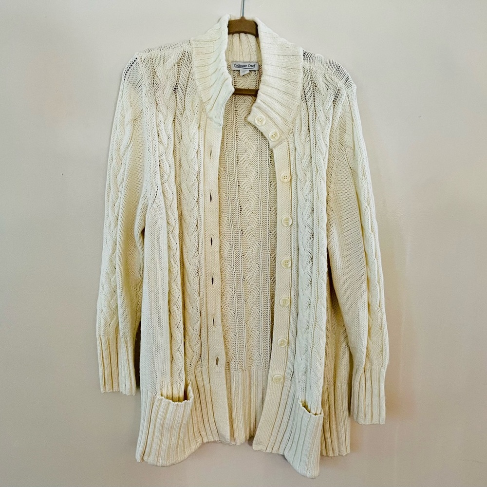 Coldwater Creek Cotton Cárdigan with collar NWOT